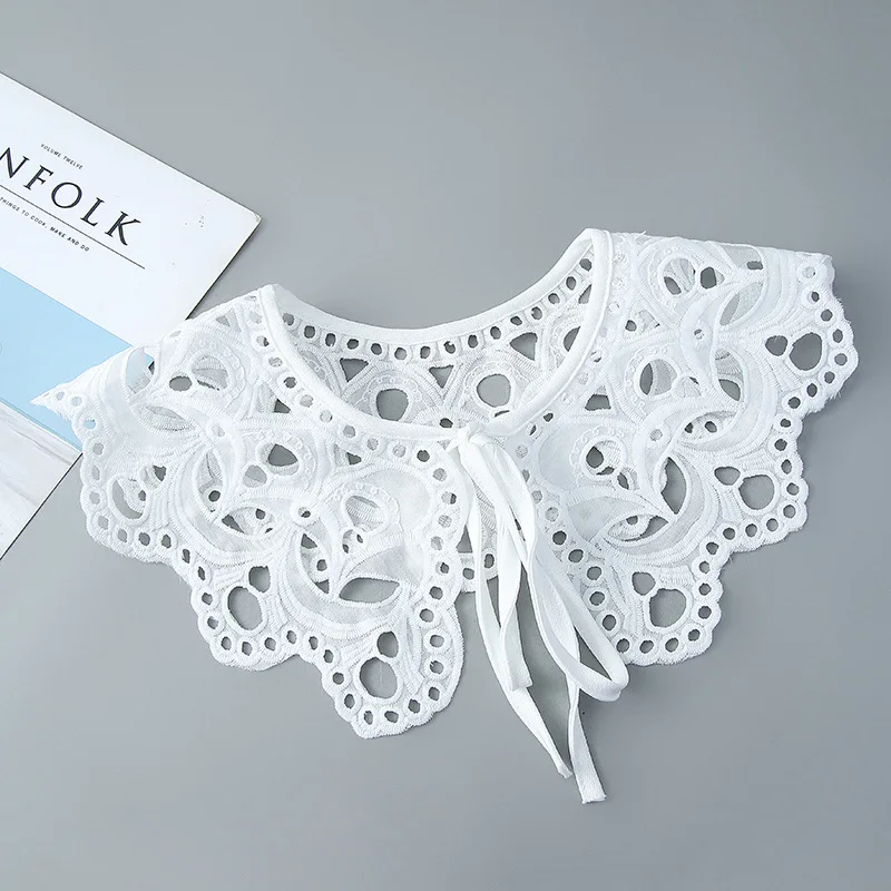 

Fashion Lace Hollow Out False Collar Detachable Collar for Women Shirt Fake Collar Shoulder Wrap Adjustable Half Shirt Mini Cape