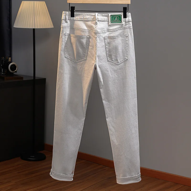 2024 autumn new jeans men's Stretch Slim high-end casual light luxury and simplicity all-match mute trousers 5