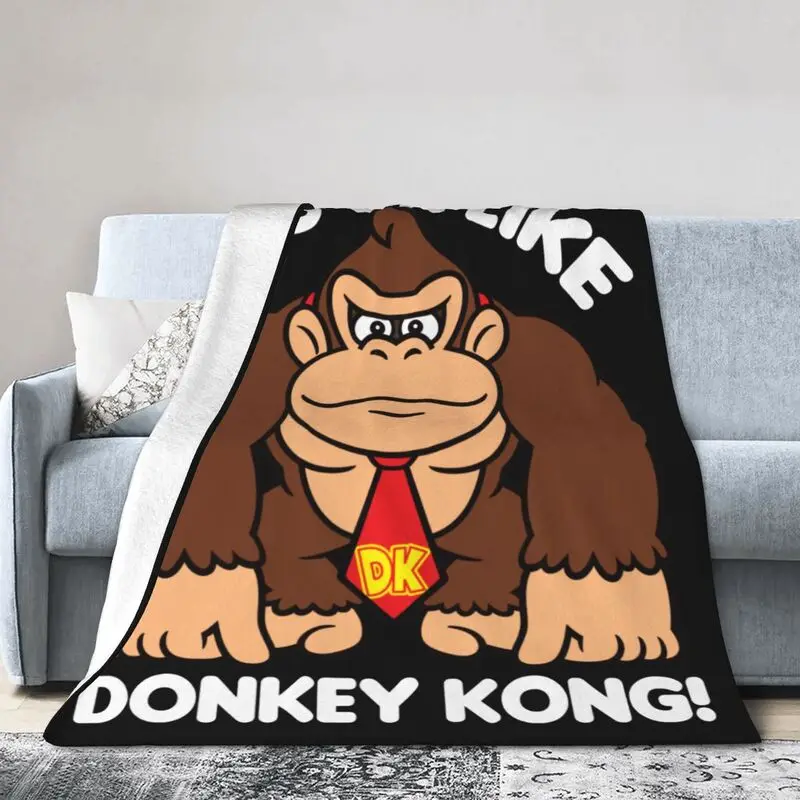 

It's On Donkey Kong 3D Printed Blankets Breathable Soft Flannel Sprint Gorilla Throw Blanket for Couch Outdoor Bedroom 1
