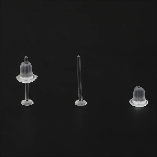 100 Manchons Tubes Transparents Pour Boucles D'oreilles + 100 écrous En Silicone - 5 Tailles, Plastique, Pour Oreilles Sensibles