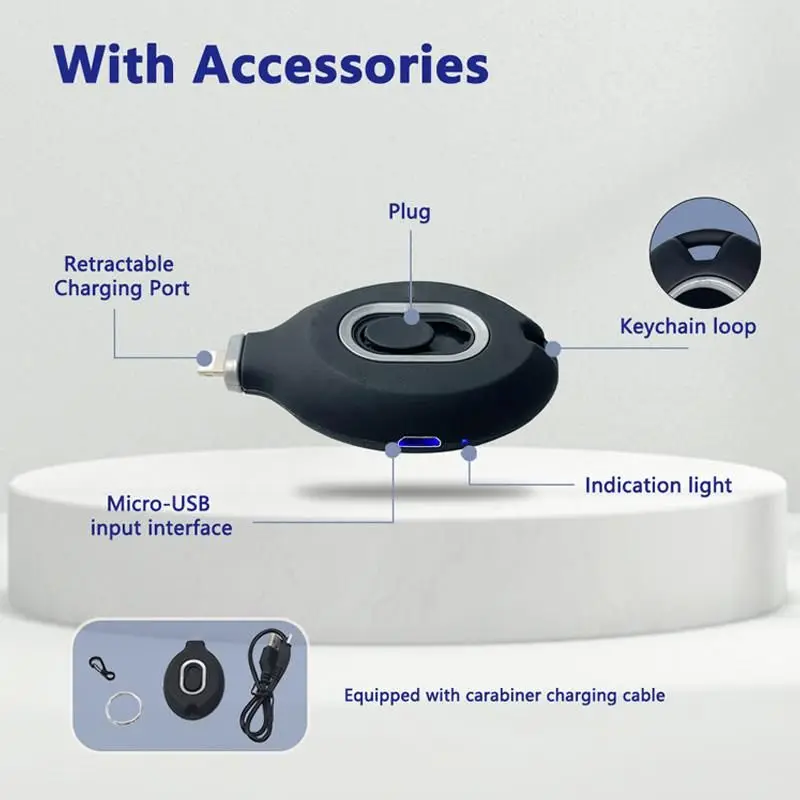 Keychain Mini Power Bank portable power bank mini powerbank for iphone android TYPE-C emergency power