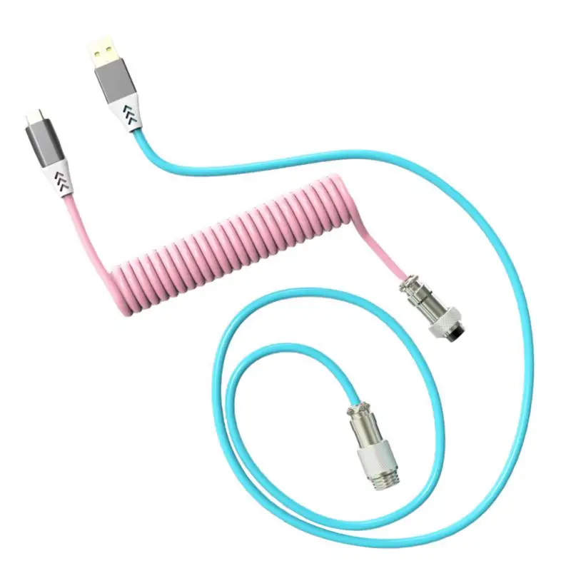 

Провод для клавиатуры 2,2 м, USB механическая клавиатура, спиральный кабель Type C, спиральный кабель, регулируемый металлический интерфейс для игровой клавиатуры