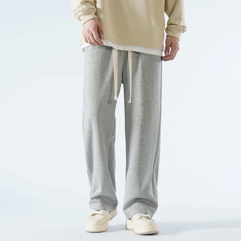Wide Leg Pants Wide Leg Sweatpants New Cotton Fabric Men's Casual Pants Wide Leg Straight Loose Outdoor Sweatpants Neutral High-quality Soft Long Baggy Trousers