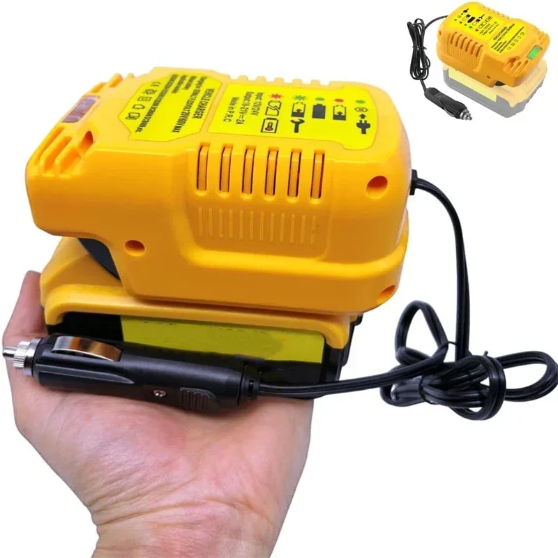 Mini-Schnellladegerät, Ersatz-Ladegerät für Dewalt 18 V Akku, tragbarer Zigarettenanzünder-Stecker für DCB200 DCB203 DCB205