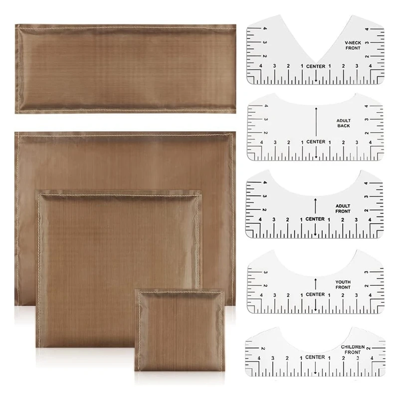 B-Est Heat Press Pillows Set, 4 Sizes Heat Pressing Transfer Pillow And 5Pcs Tshirt Ruler Guide For Vinyl