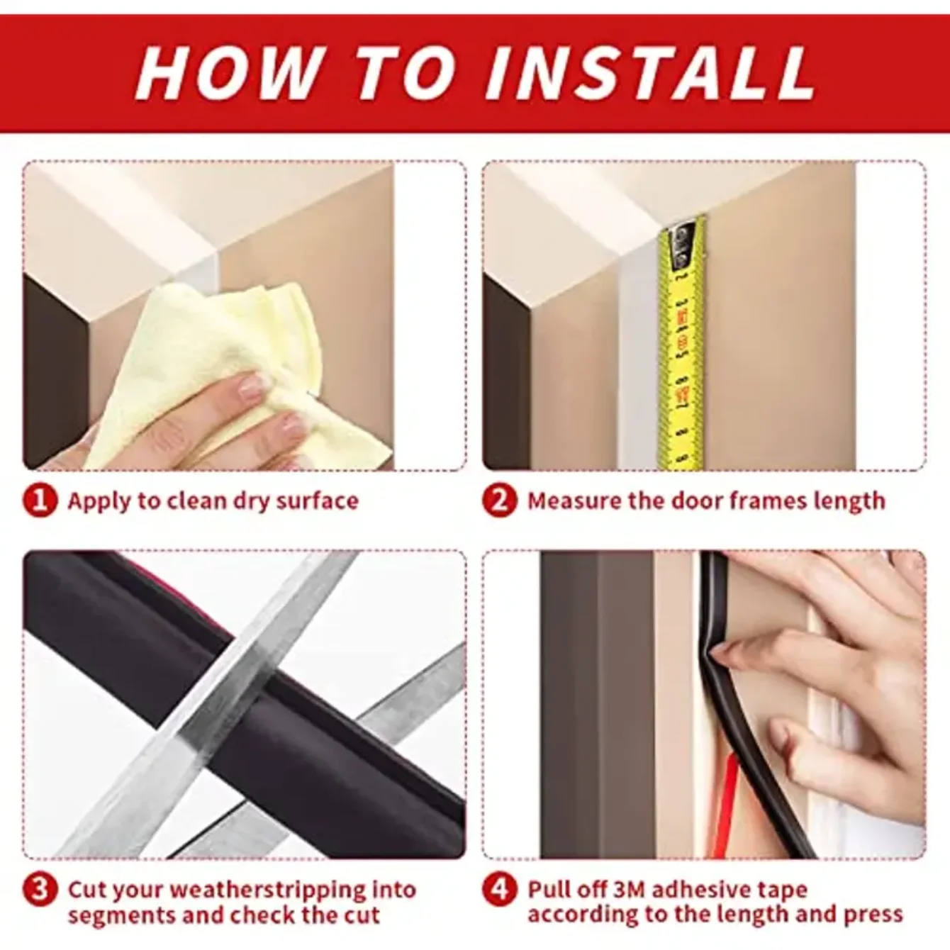 Self-Adhesive Weather Stripping Tape – 33 Ft Door & Window Seal – Blocks Drafts, Noise, Dust (0.35” Thick) - View #6