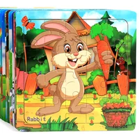 New 20 Piece Wooden 3d Puzzle Cartoon Animal Vehicle Jigsaw Puzzle Montessori Educational Toys For Kids 3-6 Years Old