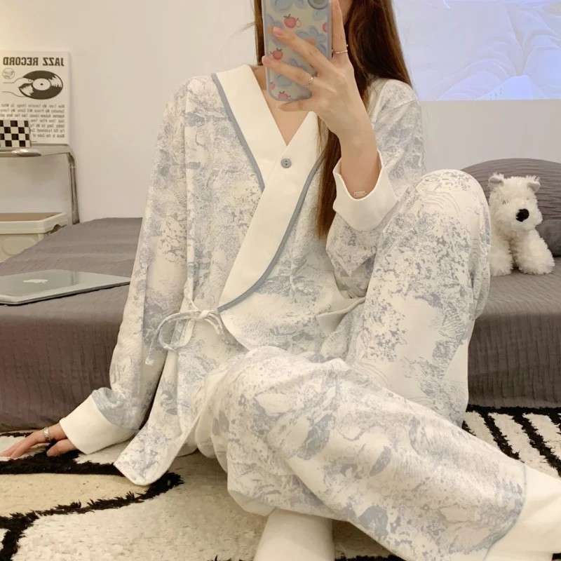 Summer Thin Cotton Maternity Wear Postpartum Nursing Pajamas Pregnant Women's Home Wear Pregnancy Period Set cotton pajama set,maternity nightgown set,summer home clothes set,pregnant women dress