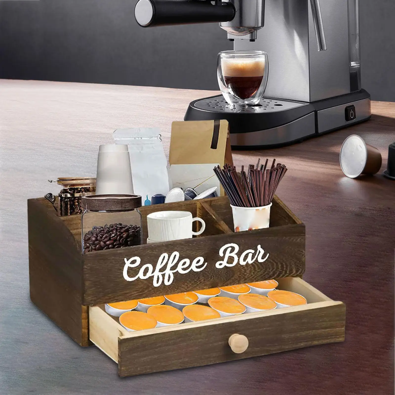 Coffee Station Organizer Dispenser Practical Home Office Large Capacity Coffee Pod Storage for Breakroom Cafe Office Home Party Coffee Station Organizer Dispenser Practical Home Office Large Capacity Coffee Pod Storage for Breakroom Cafe Office Home Party