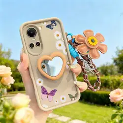 3 - Piece Colored Butterfly Phone Accessory Set: Case, Lanyard & Craft Embellishments for OPPO reno10 Pro+ (WHITE)