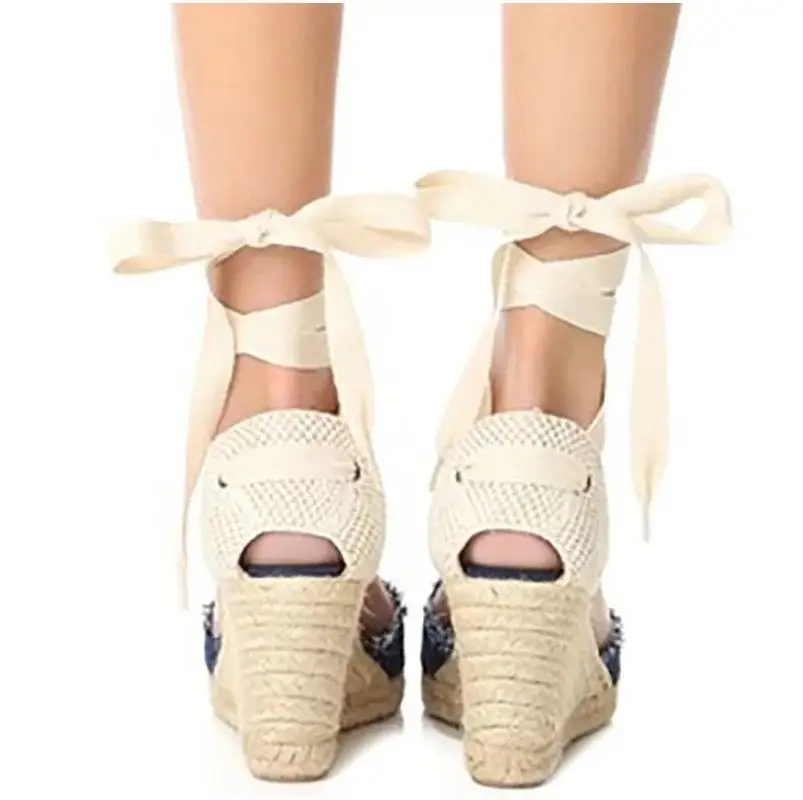 Summer Platform Wedges Sandals Women Canvas Espadrilles Sandals