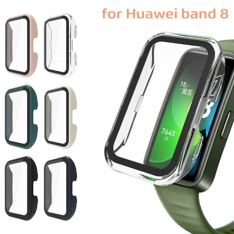 

Чехол из закаленного стекла и поликарбоната для Huawei band 8 с полным покрытием, бампер, защитный чехол, Защита экрана для Huawei band 8, аксессуары
