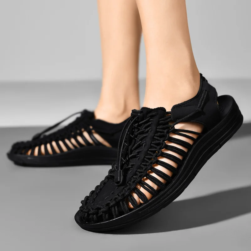 Summer Men Beach Sandals Breathable Women Outdoor Sandals Anti-Slip Couple Slippers Soft Casual Shoes Weaving Free Shipping 2023