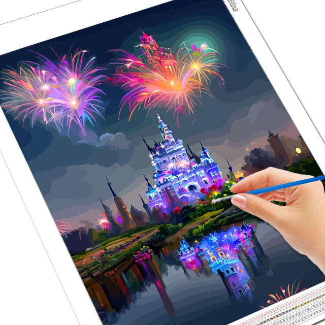 Disney Witch Paint By Numbers Bad Woman With Frame Adult Painting Fantasy  Cartoon Hand Drawing Castle