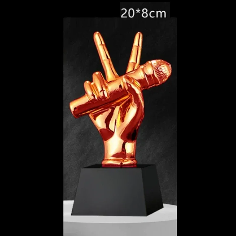Customized Microphone Trophy, Good Voice Trophies, Music Award, Singing Competition Decor, Gold, silver, copper Crystal Base 1Pc