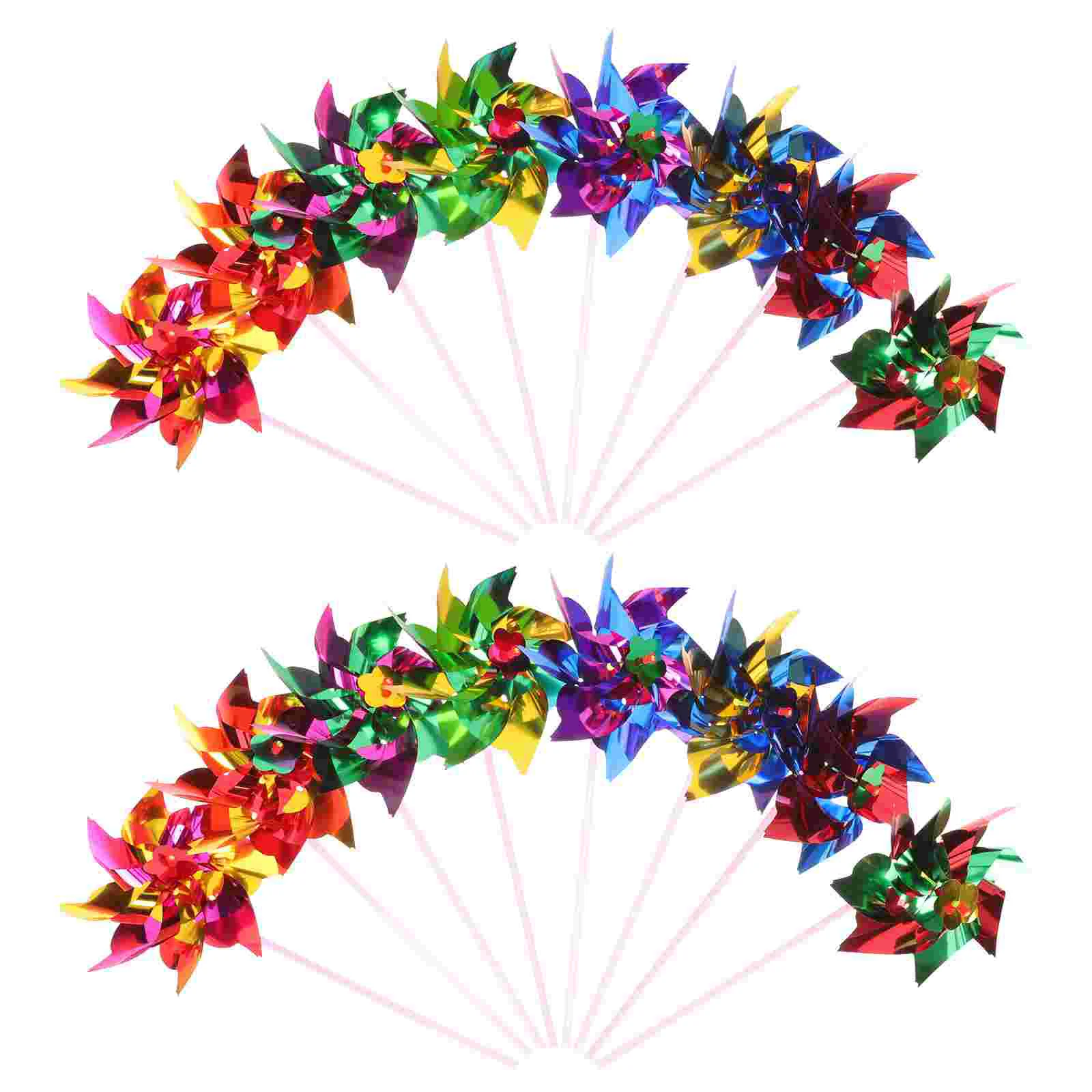 100 Pcs Outdoor Playset Small Windmill Toy Pinwheels for Kids Spinner Flash 3000X1500X200CM Yard Toys Plastic Garden Child
