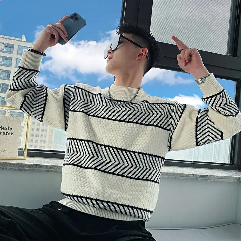 Autumn Winter KPOP Fashion Style Harajuku Slim Fit Tops Loose Casual All Match Undershirt Half High Collar Long Sleeve Sweaters