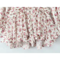 Mini robe à volants à imprimé floral Boho pour femmes, bouton avant, manches longues, col en V, robes de printemps, robe de vacances, courte, éducative, 2025 6