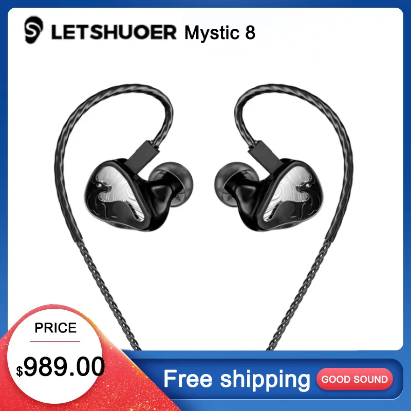 LETSHUOER Mystic 8 有線イヤホン HiFi インイヤー IEM 8BA ドライバー