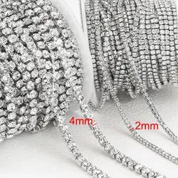 1 Meter Shiny Stainless Steel Crystal Rhinestone Trim for DIY Jewelry and Clothing Design (Steel Color)