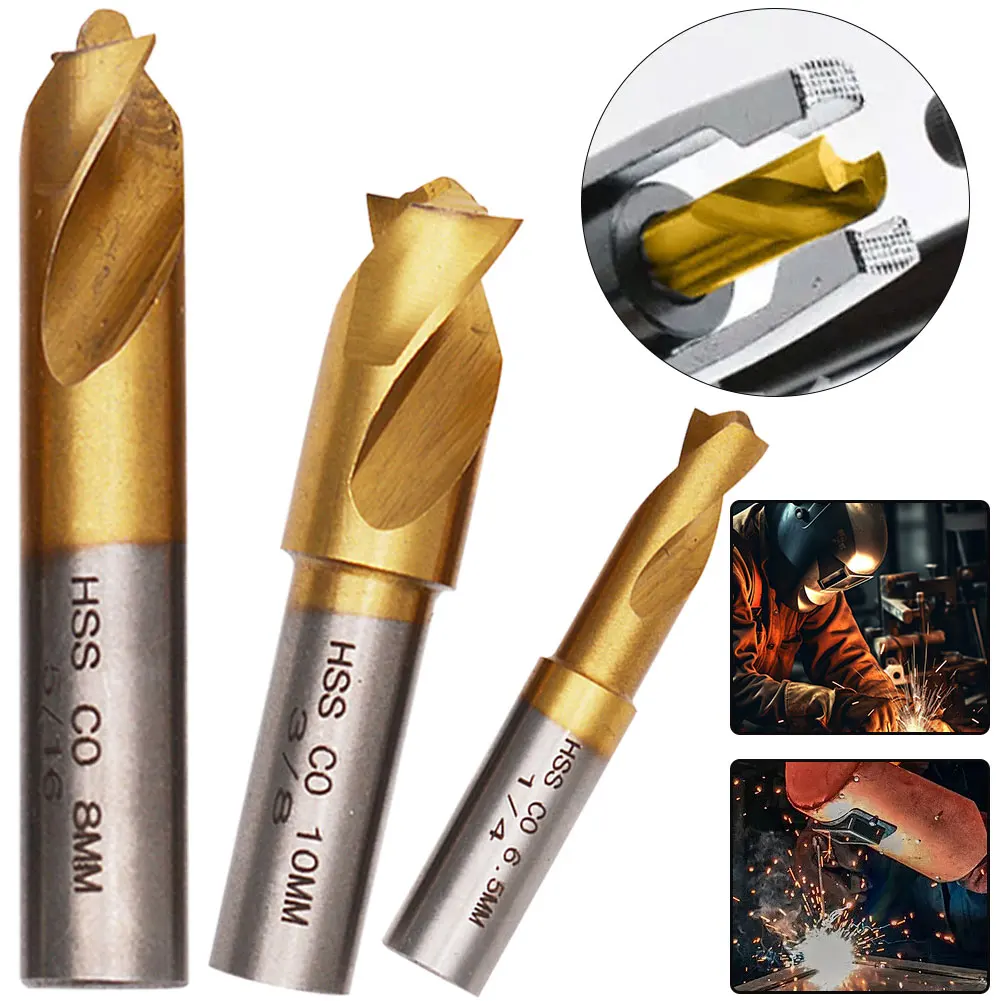HSS CO 스폿 용접 드릴 비트 세트, 시트 금속 납땜 조인트 제거 전동 공구, 용접 절단 액세서리, 6.5mm, 8mm, 10mm, 3 개