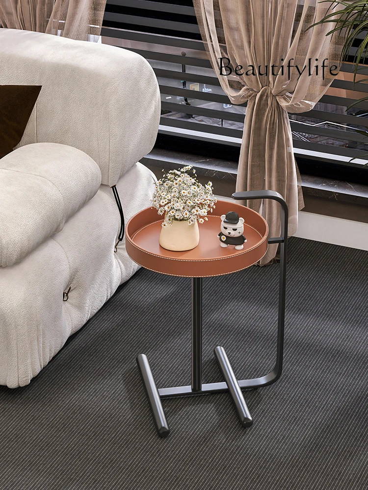 

Creative Sofa Side Table Living Room Home Saddle Leather Simple Table