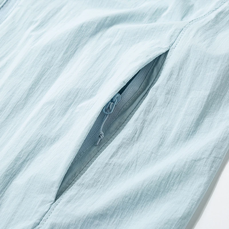 JNLN 남녀공용 바람막이 하이킹 등산 캠핑 자외선 차단 재킷, 빠른 건조 숨겨진 모자, 경량 코트, 여름