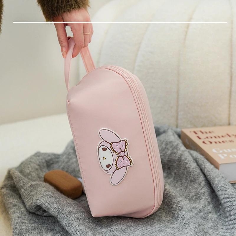 

Sanrio Cute Hello Kitty My Melody Travel Makeup Bag Cartoon Kuromi Pochacco Kawaii Anime Multilayer Pouch Girl Tourism Gift