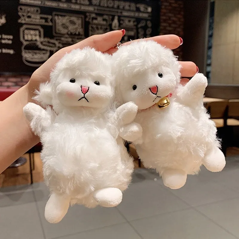 14cm Kawaii Sheep Plush Doll Toy Cartoon Animal Sheep Plushie Stuffed Keychain Bags Pendant Decoration Kids Christmas Gift