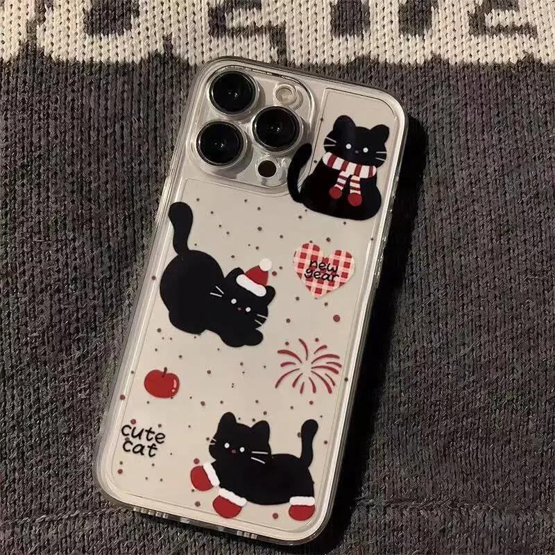 Love Heart Black Cat Phone Case