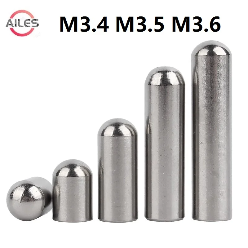 Stainless Steel M3.4 M3.5 M3.6 Round Head Solid Cylindrical Pin Locating Dowel Ball Head Needle Roller Thimble 4 5 6 10 20mm