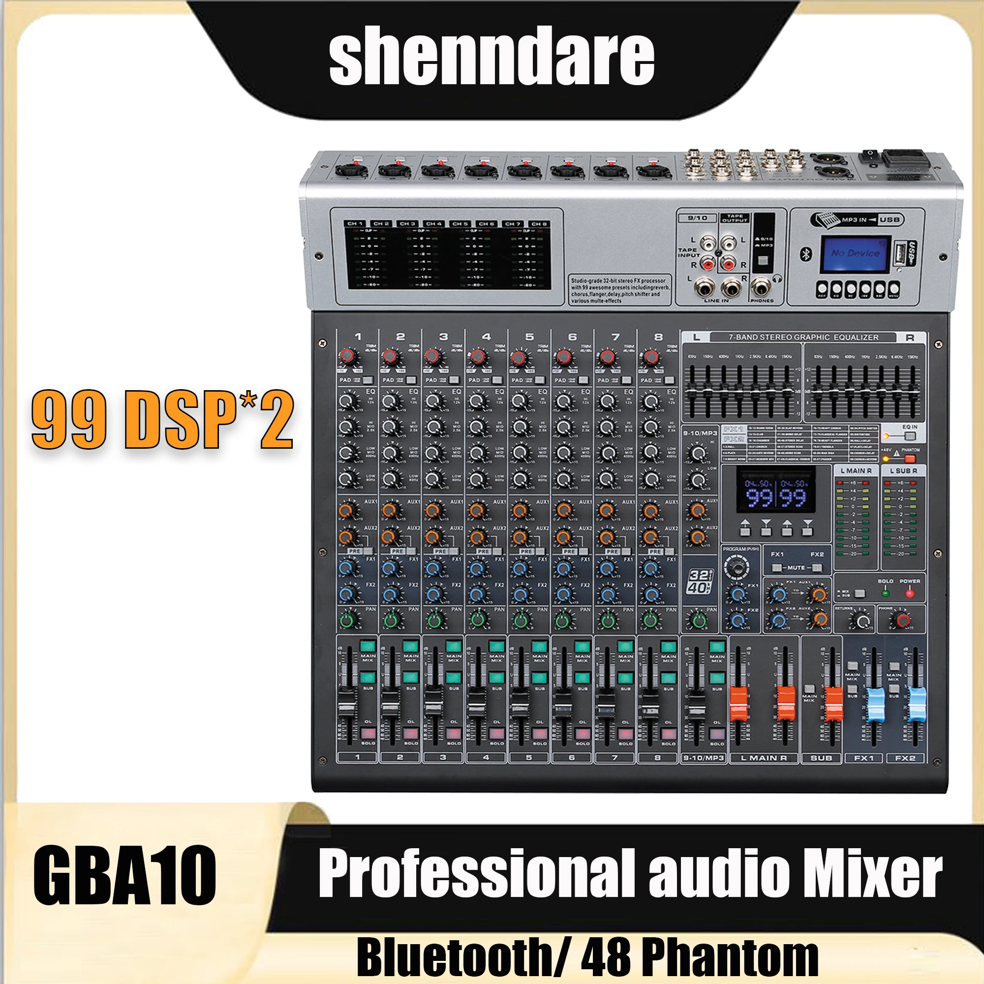 GBA10SoundMixerConsoel10ChannelProfessionalAudioMixing99DSP