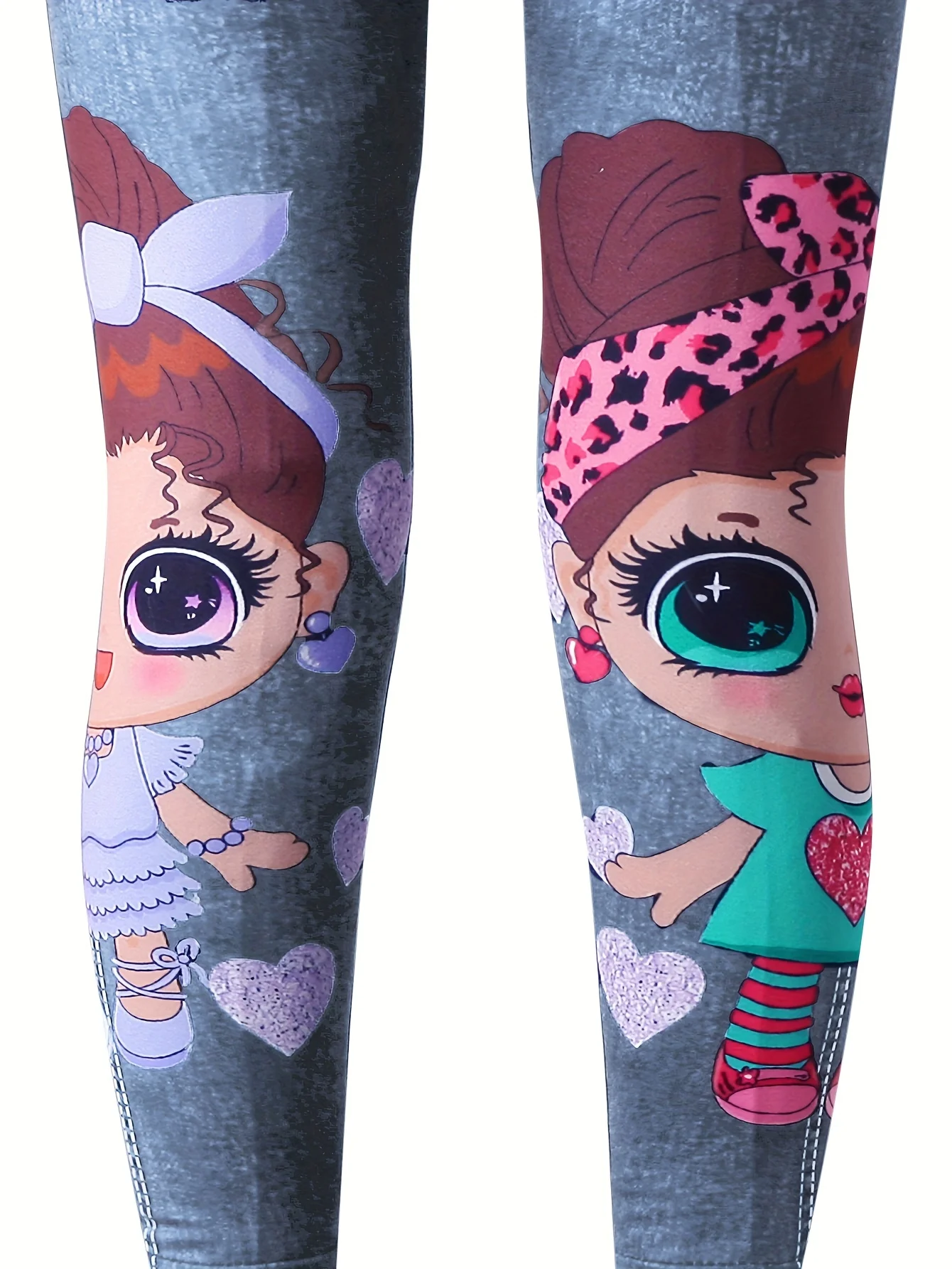 Girls Spring And Autumn Single Piece Cartoon Doll Tight Fake Jeans + Fake Pockets All Comfortable Long Leggings girl leggings kids tights