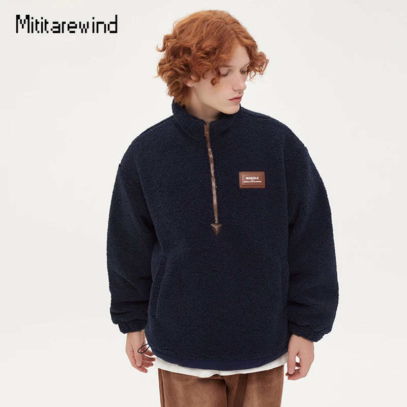 

Autumn Winter Couple Polar Fleece Pullover Jacket Casual Loose Oversized Coat Men Cotton Padded Warm Windbreaker Outerwear Women