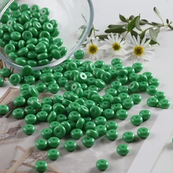 Vibrant Rainbow Glass Abacus Beads - 200pcs (Emerald Green)