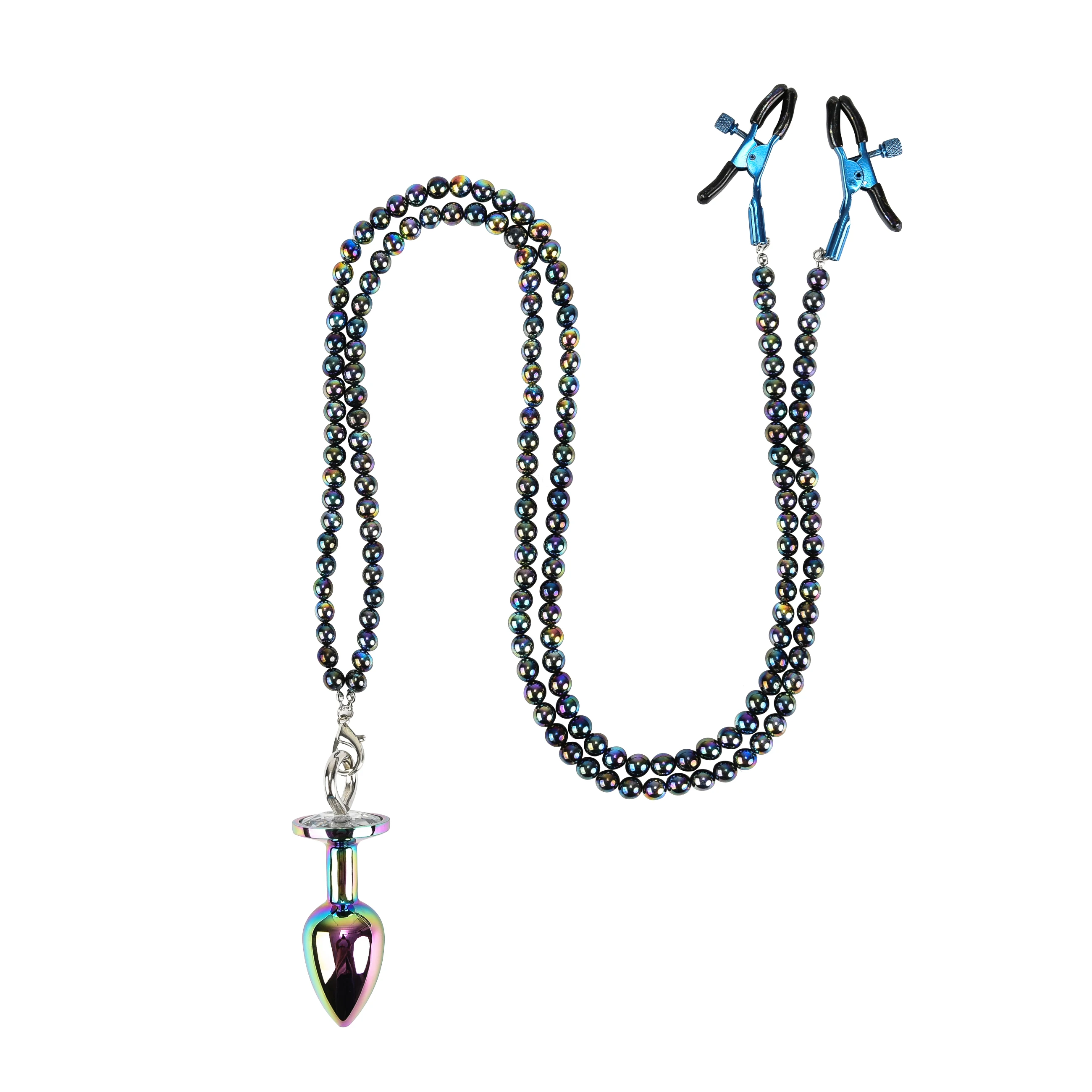 Anal Beads Butt plug Pearl Nipple Clamps Set With Chain Metal Breast Clip Bondage Slave Couple Game Sex Toy anal plug vibrator anal plug anal sex toys female sex toys