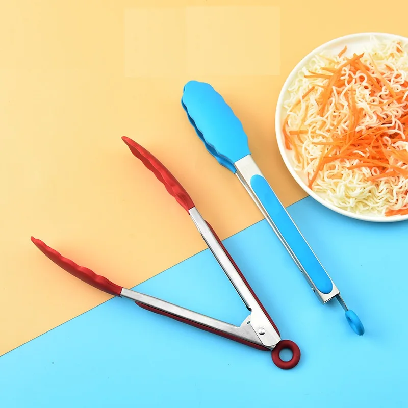 Silicone Clips Bread Barbecue Tools Tongs Steak Clip Food Clips BBQ Cooking Baking Salad Kitchen Accessories 9 inches food tongs kitchen utensils set