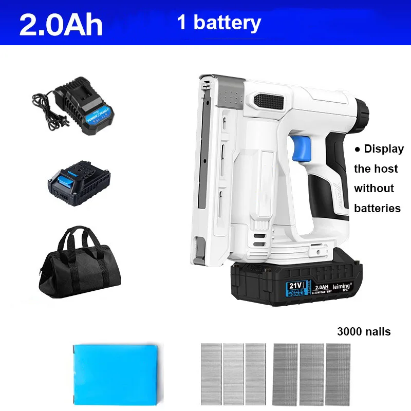 

21V Wireless Electric Nail Gun Nailer Stapler Framing Nailer Tacker Gun Woodworking Power Tool Straight U Staples with Nails