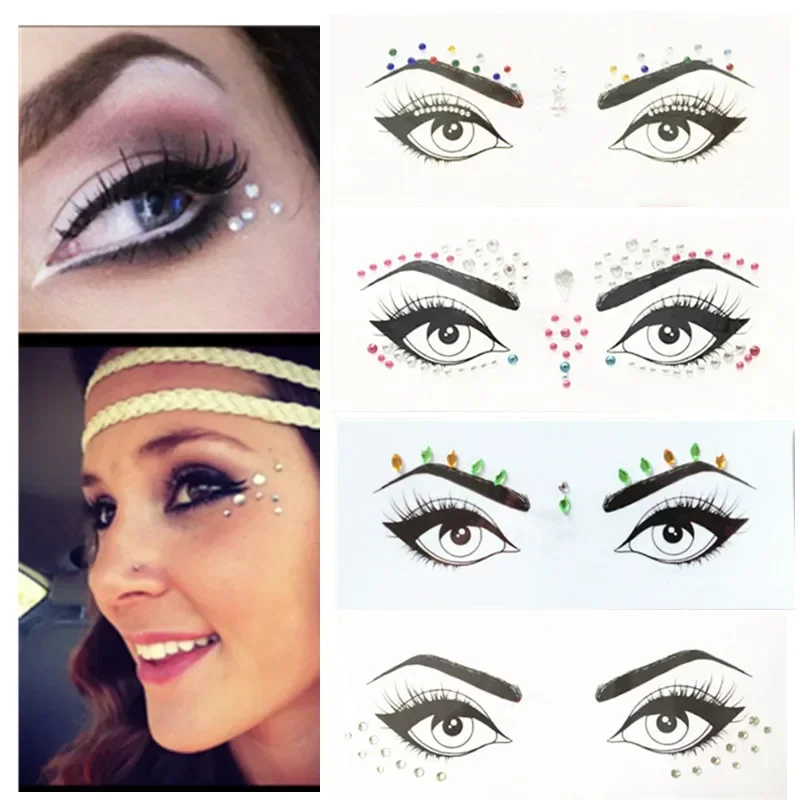 Kaufe DIY Gesicht Tattoo Aufkleber Gesicht Strass Aufkleber Körper farbige  Diamanten Eyeliner Diamant Aufkleber