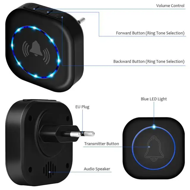 Intelligent Wireless Doorbell Home Welcome Friend Smart Doorbell IP55 Waterproof 300m 4 Level Volumes Door Chimes Easy Install 5