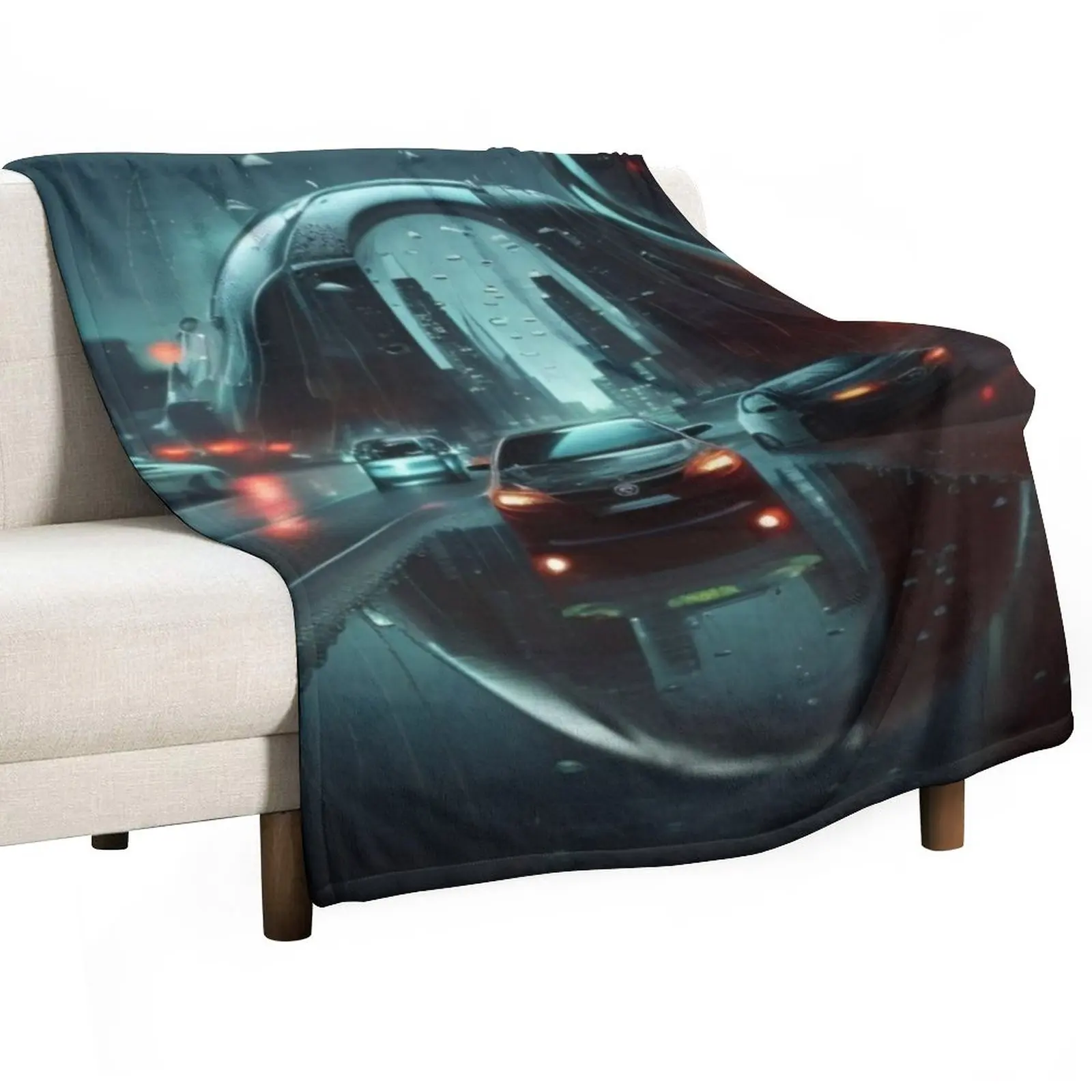 

New Futuristic Night Driving Throw Blanket Sofa Throw Blanket Flannels Blanket Flannel Fabric bed plaid