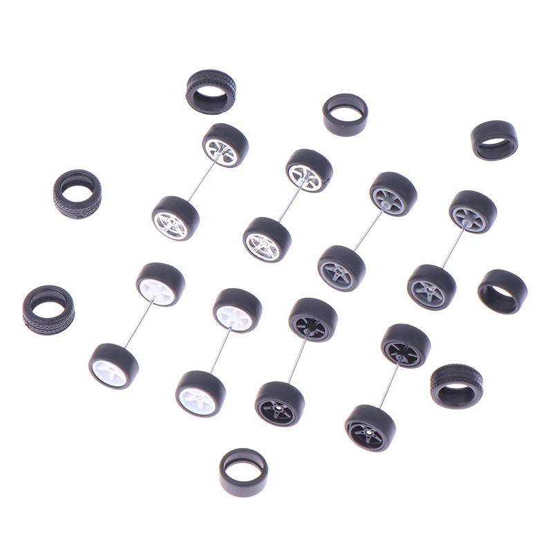 1Set DIY Racing Vehicle Toys 1:64 Car Wheels Rubber Tire With Wheel Axle Model Modified Part Vehicle Toy For Hotwheels 4