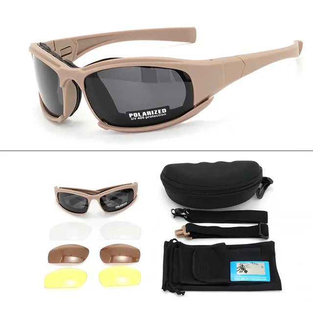 Nouvelles lunettes tactiques à 4 lentilles-lunettes de sécurité polarisées coupe-vent et anti-poussière pour les Sports de plein air (escalade, cyclisme, pêche) 1