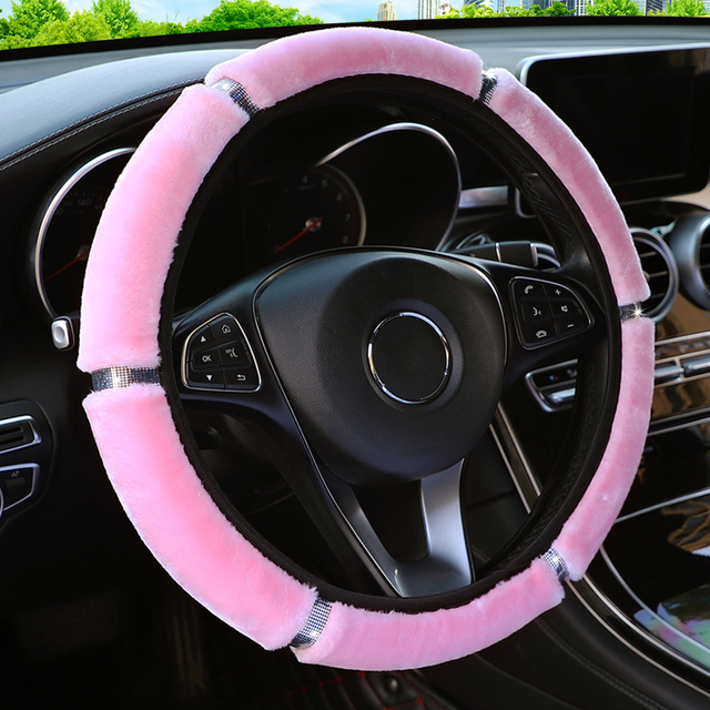 Rhinestones Steering Wheel Cover With Crystal Diamond Sparkling Car Suv Steering Wheel Protector Fit 14.5-15 Inch Vehicle