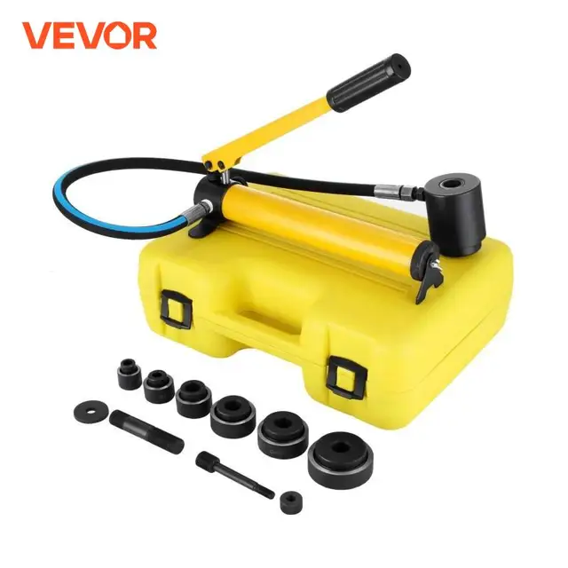 VEVOR 22-60mm Hydraulic Knockout Punch Driver Kit 6 Dies Steel Sheet Hole Opener Repair Tool Cutter Set 10Ton Manuel Hole Digger