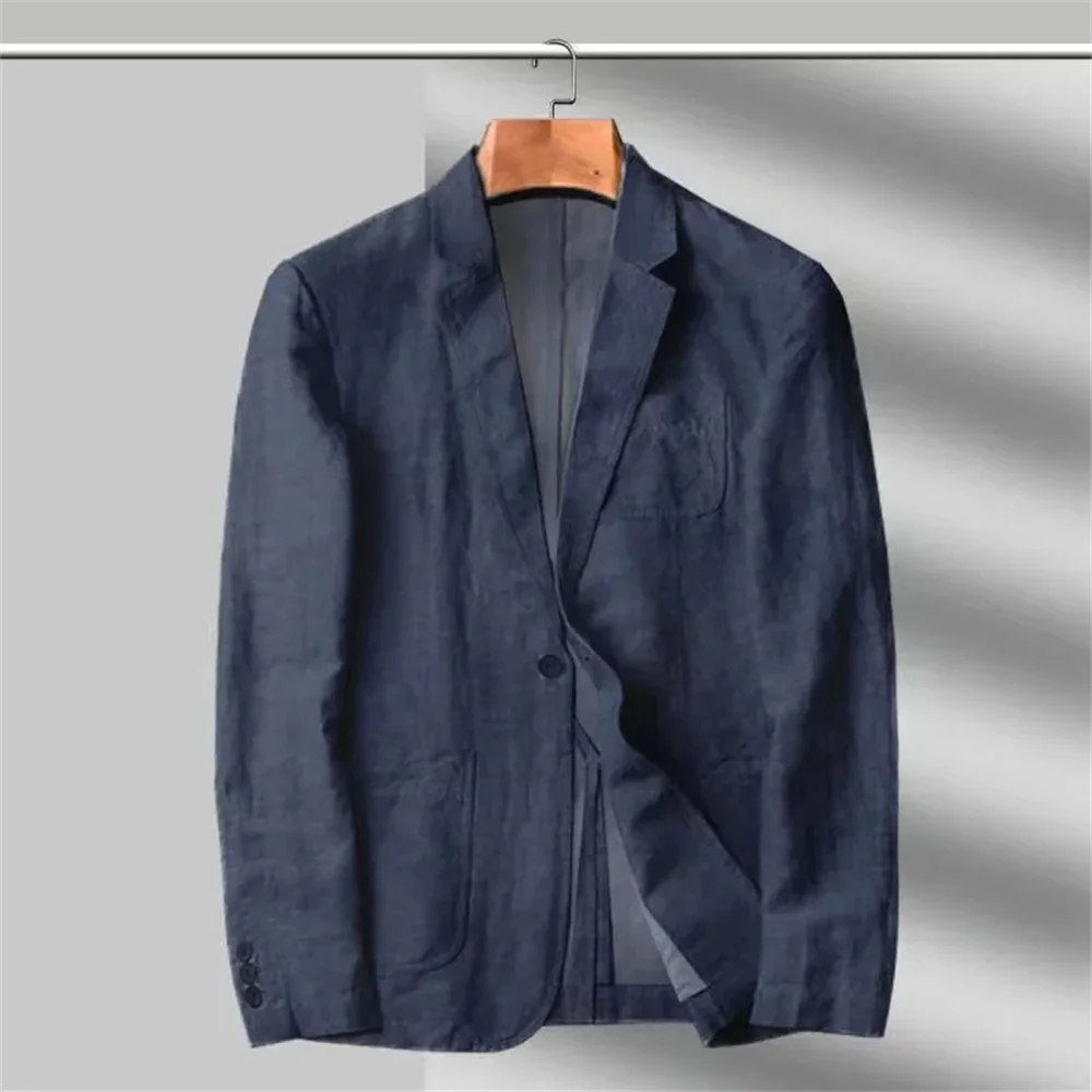 Spring/Summer New Men's Linen Set Loose Ultra thin Breathable Comfortable Business and Leisure Two Piece Suit Coat
