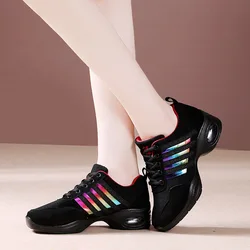 Summer Mesh Dance Shoes Adult Square Women Shoes Thin Thick Running Fitness Music Instrument Sports Trend Dance Sports