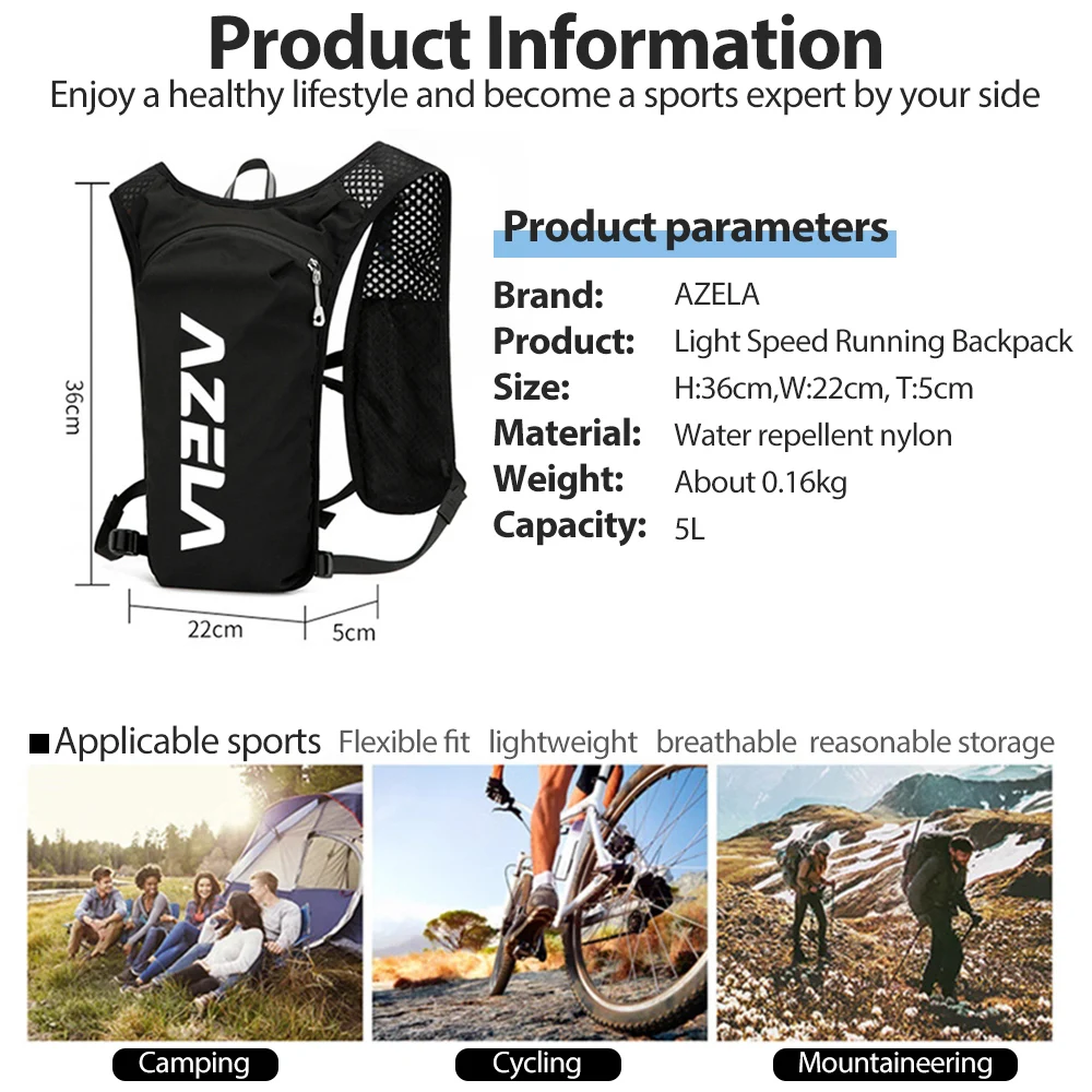 NEWBOLER Trail Running 5L Hydration Backpack Ultra Lightweight Breathable Functional Pack for Marathon Cycling Hiking