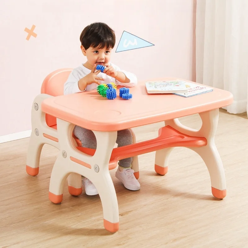 Children's Desk and Chair Plastic Minimalist Writing Desk and Chair Set Children's Homework Assemble Kid Table
