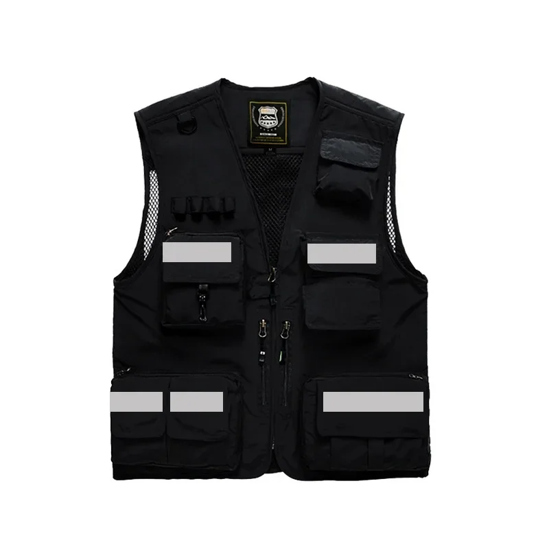 thumbnail image 1 of Chaleco reflectante de verano, ropa de trabajo de seguridad, uniforme de equipo de rescate con logotipo impreso, camiseta sin mangas informal aplicable a escenas, 1 of 5